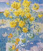 unknow artist September Yellow flowers oil painting on canvas